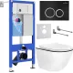 Унитаз подвесной Roxen Antares Black в комплекте с инсталляцией StounFix Dual Fresh 6 в 1 964643 кнопка: черный матовый