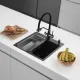 Кухонная мойка ARFEKA Eco AR мойка 500*500, коландер G, дозатор Black Decor