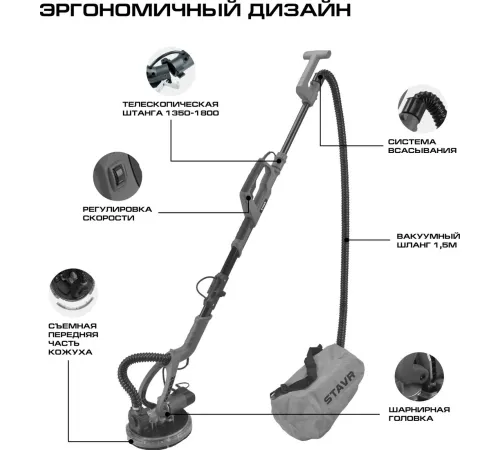 Шлифмашина для стен и потолков Stavr Ставр SWS 800-225LK