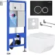 Унитаз подвесной Roxen Boro One Rimless 6 в 1 StounFix Dual Fresh 507542 кнопка: черный матовый