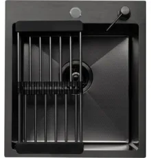 Кухонная мойка Aquaforta 450*500, коландер, дозатор BLACK DECOR