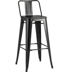 Стул Stool Group Tolix Wood со спинкой YD-H765E-W LG-01 черный глянцевый/темное дерево