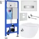 Унитаз подвесной Roxen Antares Bidet в комплекте с инсталляцией StounFix Dual Fresh 6 в 1 962866 кнопка: белое стекло