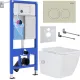 Унитаз подвесной Roxen Cube bidet в комплекте с инсталляцией StounFix Dual Fresh 6 в 1 966554 кнопка: бежевый