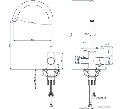 Смеситель GranFest QUARZ GF-Z5420 черный