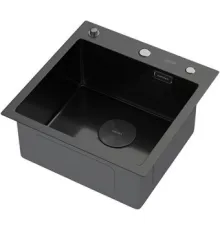 Кухонная мойка ARFEKA ECO AR 450*450 POP-UP BLACK PVD NANO DECOR MILLET GRAINS настольная
