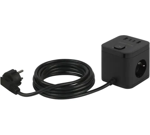 Сетевой фильтр ЭРА CUBE-3es-1.5m-4USB-B Б0069074