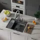 Кухонная мойка Roxen Stage 560250-60B PVD графит c держателем для ножей, двумя коландерами, разделочной доской и дозатором