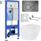 Унитаз подвесной Roxen Antares One Rimless 6 в 1 StounFix Dual Fresh 625385 оружейная сталь/металл