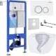 Унитаз подвесной Roxen Antares Tornado Long в комплекте с инсталляцией StounFix Dual Fresh 6 в 1 868420 кнопка: белый глянцевая