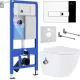 Унитаз подвесной Roxen Antares Bidet в комплекте с инсталляцией StounFix Dual Fresh 6 в 1 958812 кнопка: хром глянец