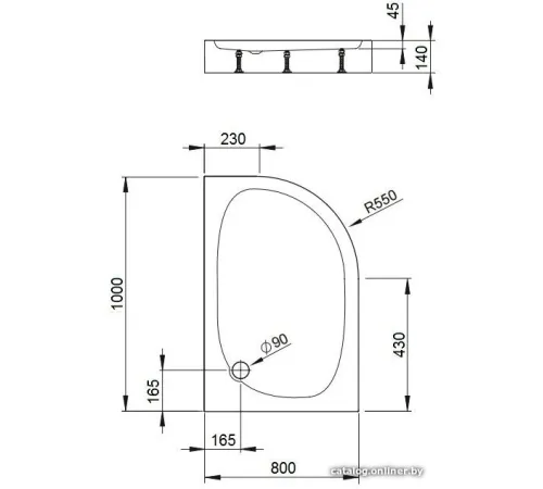 Душевой поддон Bravat Type-D2 P2810 100х80