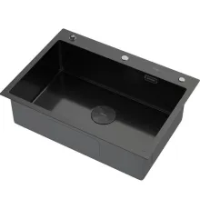 Кухонная мойка ARFEKA ECO AR 700*500 POP-UP BLACK PVD NANO DECOR MILLET GRAINS