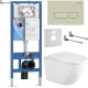 Унитаз подвесной Roxen Antares Tornado Long в комплекте с инсталляцией StounFix Dual Fresh 6 в 1 868416 кнопка: пастель бежевый матовая