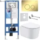 Унитаз подвесной Roxen Simple Compact в комплекте с инсталляцией StounFix Dual Fresh 6 в 1 868569 кнопка: сатин матовая