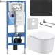 Унитаз подвесной Roxen Simple Compact в комплекте с инсталляцией StounFix Dual Fresh 6 в 1 868492 кнопка: черный матовая