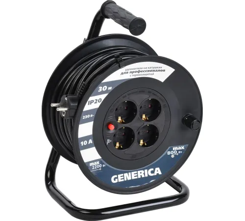 Удлинитель Generica УК30 WKP10-10-04-30-G 30 м, черный