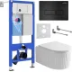 Унитаз подвесной Roxen Royal Matt в комплекте с инсталляцией StounFix Dual Fresh 6 в 1 968211 кнопка: черный