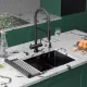 Кухонная мойка Roxen Uno 560210-54B-V графит/текстурная PVD покрытие с ролл-матом и дозатором
