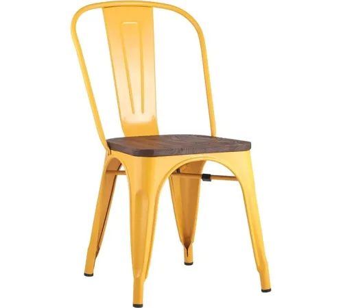 Стул Stool Group Tolix Wood YD-H440B-W LG-06 желтый глянцевый/темное дерево