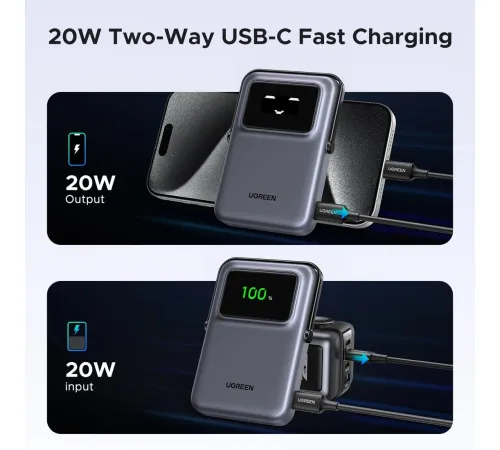 Внешний аккумулятор Ugreen PB572 10000mAh серый