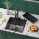 Кухонная мойка Roxen Simple 560220-50B-V графит/текстурная PVD покрытие с коландером и дозатором
