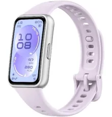 Фитнес-браслет Huawei Band 11 серебристый полимерный корпус, с сиреневым силиконовым ремешком, международная версия