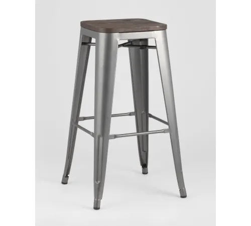 Табурет Stool Group TOLIX WOOD барный серебристый матовый