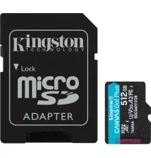 Карта памяти Kingston Canvas Go! microSDXC 512GB SDCG4/512GB с адаптером