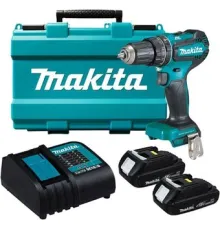 Ударная дрель-шуруповерт Makita DHP485SYE с 2-мя АКБ, кейс
