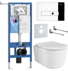 Унитаз подвесной Roxen Vine Tornado в комплекте с инсталляцией StounFix Dual Fresh 6 в 1 979002 кнопка: хром глянцевый