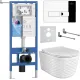Унитаз подвесной Roxen Vine Tornado в комплекте с инсталляцией StounFix Dual Fresh 6 в 1 979002 кнопка: хром глянцевый
