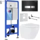 Унитаз подвесной Roxen Antares One Rimless 6 в 1 StounFix Dual Fresh 643669 чёрное стекло