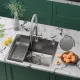 Кухонная мойка Roxen Simple 560220-60-GR сатин/текстурная с коландером и дозатором