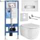 Унитаз подвесной Roxen Vine Tornado в комплекте с инсталляцией StounFix Dual Fresh 6 в 1 979024 кнопка: белый глянцевый