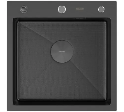 Кухонная мойка ARFEKA Eco AR 500*500 POP-UP Black PVD NANO DECOR MILLET GRAINS