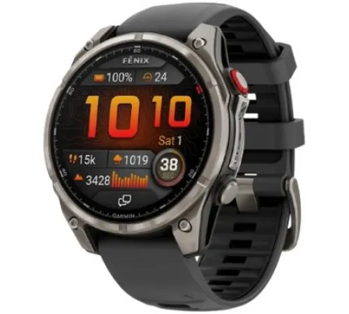 Умные часы Garmin Fenix 8 Pro 47 мм титановый, графитовый силиконовый ремешок