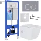 Унитаз подвесной Roxen Cube bidet в комплекте с инсталляцией StounFix Dual Fresh 6 в 1 966426 кнопка: серый бетон