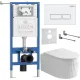 Унитаз подвесной Roxen Royal Matt в комплекте с инсталляцией StounFix Dual Fresh 6 в 1 968203 кнопка: белый