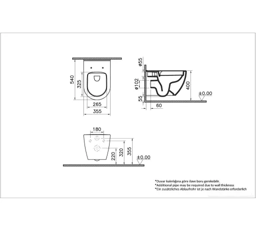 Унитаз подвесной Vitra Mia Round 7510B003-0075 без сиденья