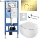 Унитаз подвесной Roxen EGG в комплекте с инсталляцией StounFix Dual Fresh 6 в 1 868578 кнопка: сатин матовая