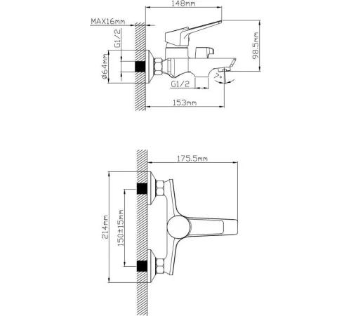 Смеситель Econoce D35-A 570 EC0573BL черный