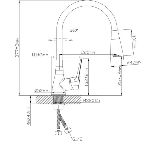 Смеситель Econoce D35-A 570 EC0574BL черный