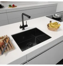 Кухонная мойка ARFEKA ECO AR 550*450 BLACK PVD NANO DECOR VOLCANIC ROCK