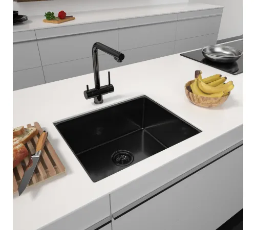 Кухонная мойка ARFEKA ECO AR 550*450 BLACK PVD NANO DECOR VOLCANIC ROCK