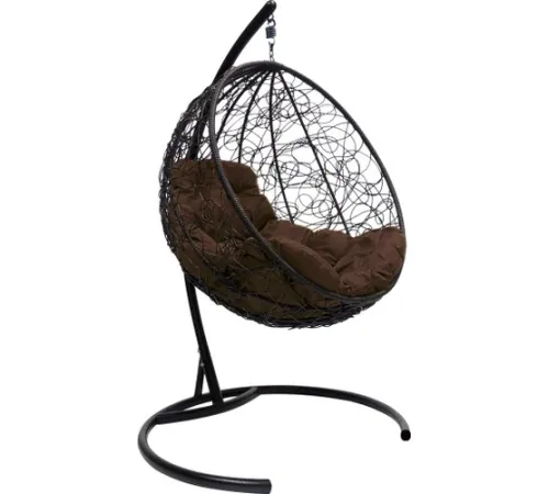 Подвесное кресло M-Group Круг 11050405 черный ротанг/коричневая подушка
