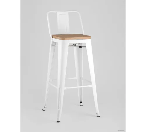 Стул Stool Group Tolix Wood со спинкой YD-H675E-W LG-02 белый глянцевый/светлое дерево