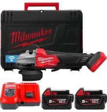 Угловая шлифмашина Milwaukee M18 Fuel One-Key M18FSAGSVO125X-502X 4933493553 с 2-мя АКБ 5 Ач, кейс