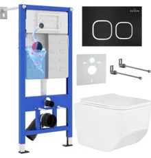 Унитаз подвесной Roxen Boro One Rimless 6 в 1 StounFix Dual Fresh 545698 кнопка: черный матовый