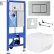 Унитаз подвесной Roxen Boro в комплекте с инсталляцией StounFix Dual Fresh 6 в 1 968433 кнопка: сатин